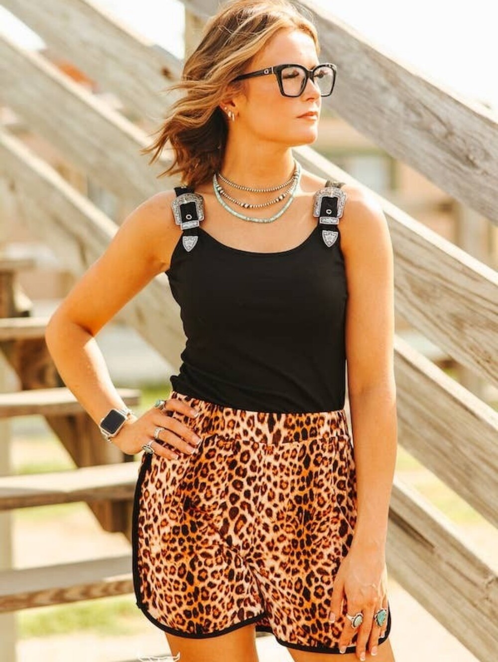 NEW Lucky & Blessed Black Buckle Strap Western Tank Top